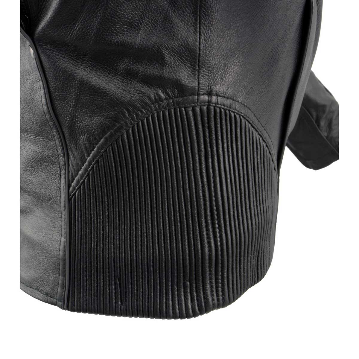 Women's Black 3/4 Hooded Leather Jacket with Side Stretch