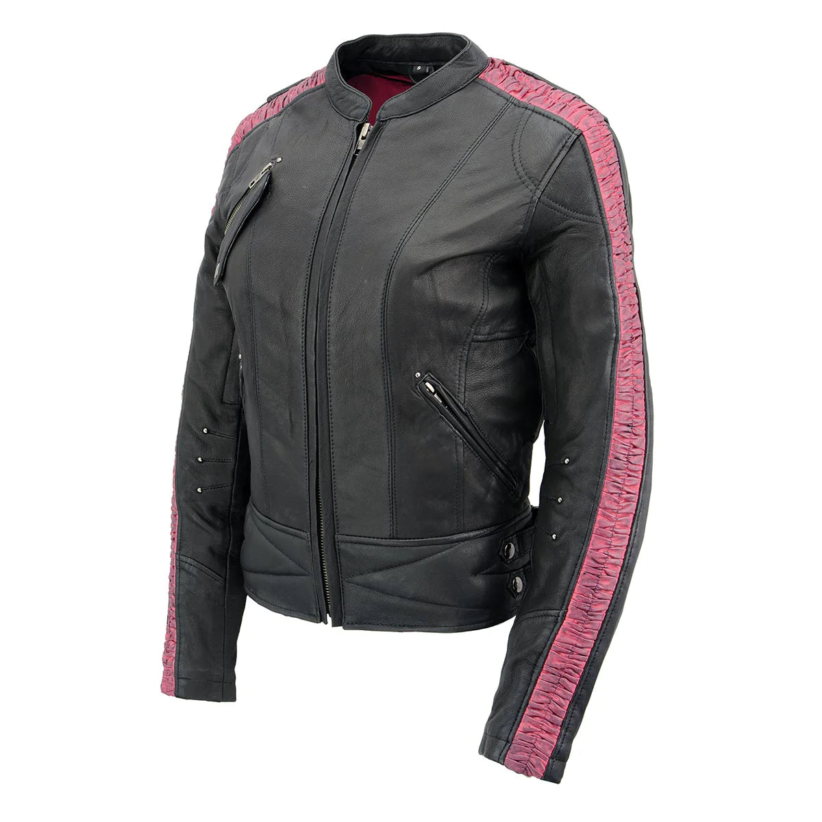 Womens Black and Pink 'Crinkled Arm' Lightweight Racer Jacket