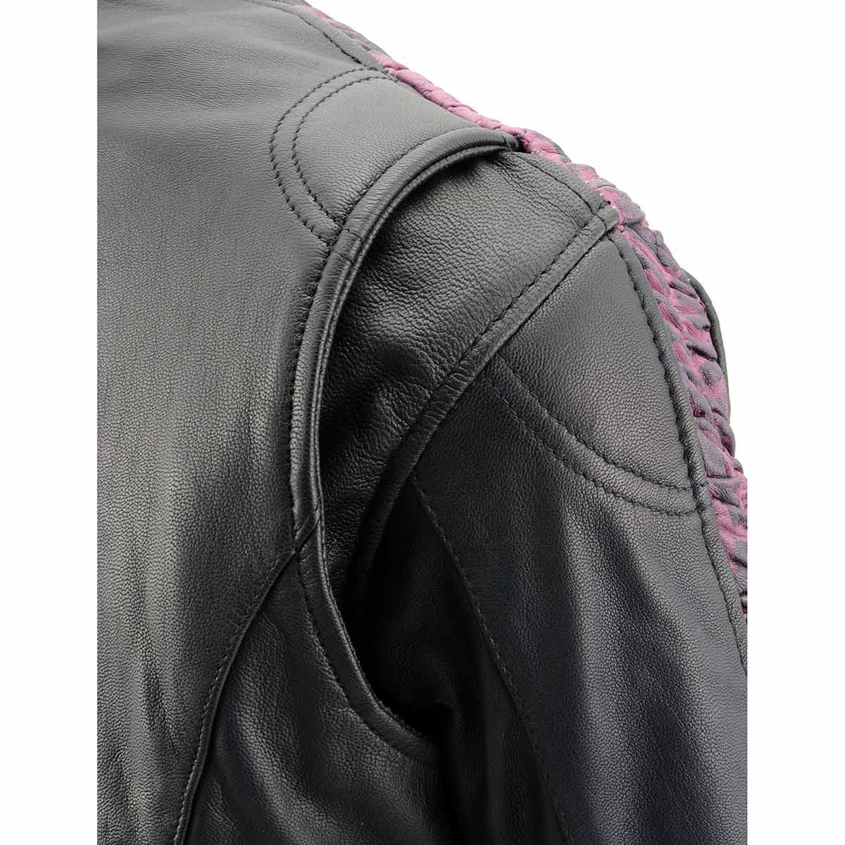 Ladies Black and Purple 'Crinkled Arm' Lightweight Racer Jacket