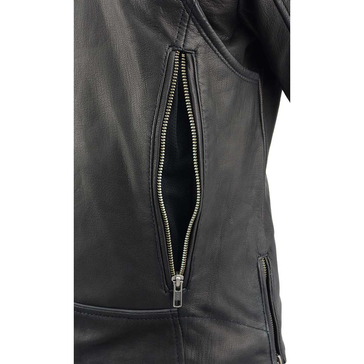 Women's Black 'Classic' Leather Lightweight Long Length Vented Jacket