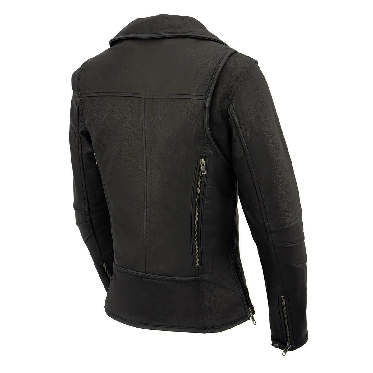 Women's Black 'Classic' Leather Lightweight Long Length Vented Jacket