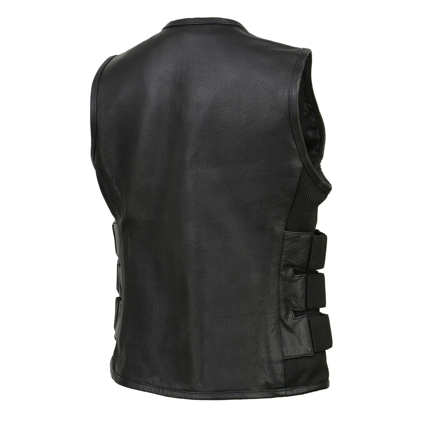 Women's 'Basher' Black SWAT Style Club Style Motorcycle Leather Vest