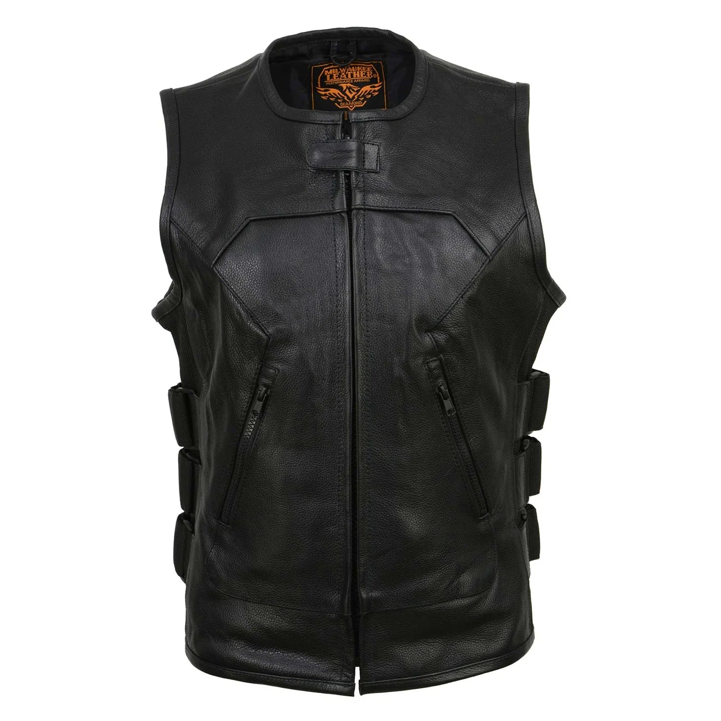 Women's 'Basher' Black SWAT Style Club Style Motorcycle Leather Vest