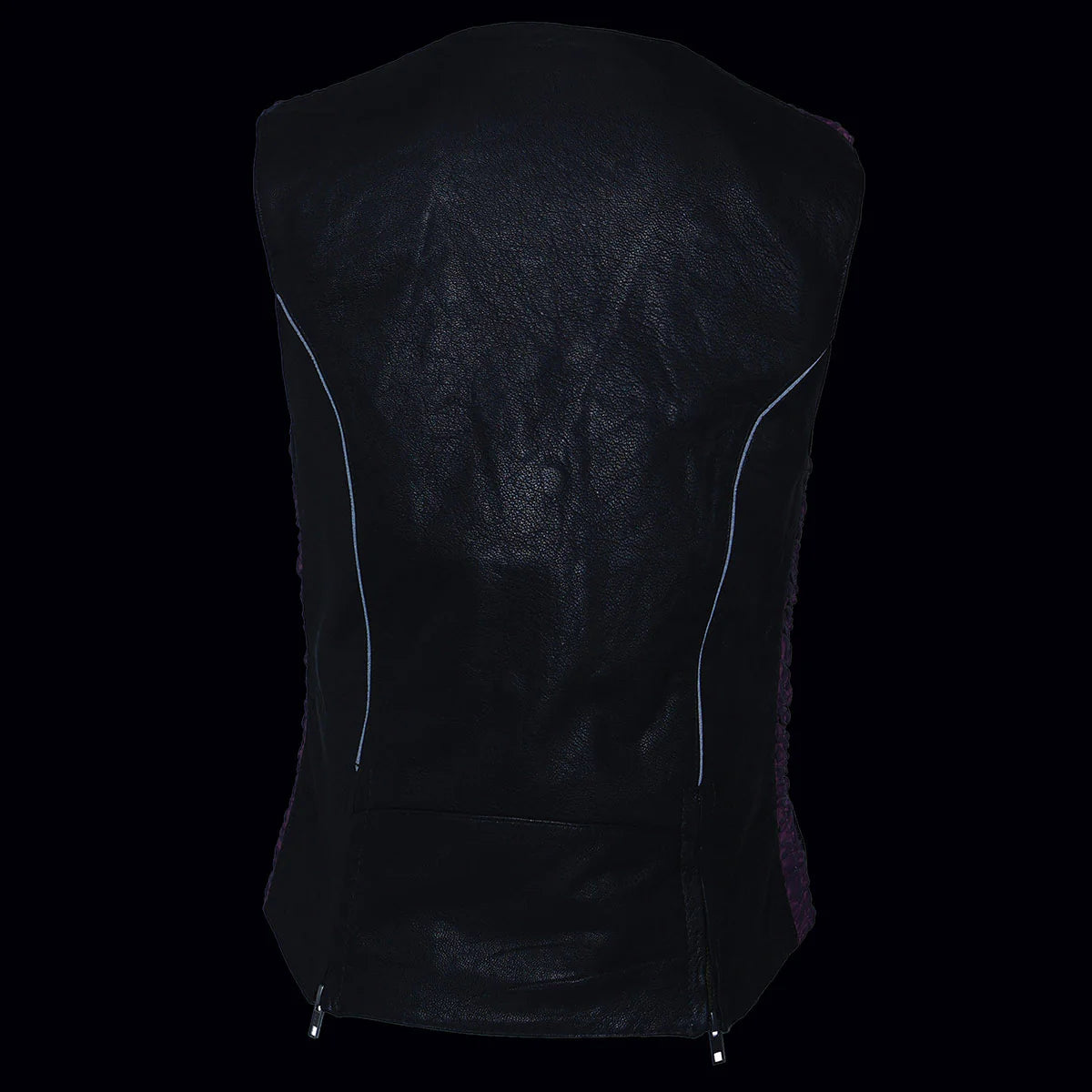 Ladies 'Crinkled' Black and Purple Lightweight Leather Vest