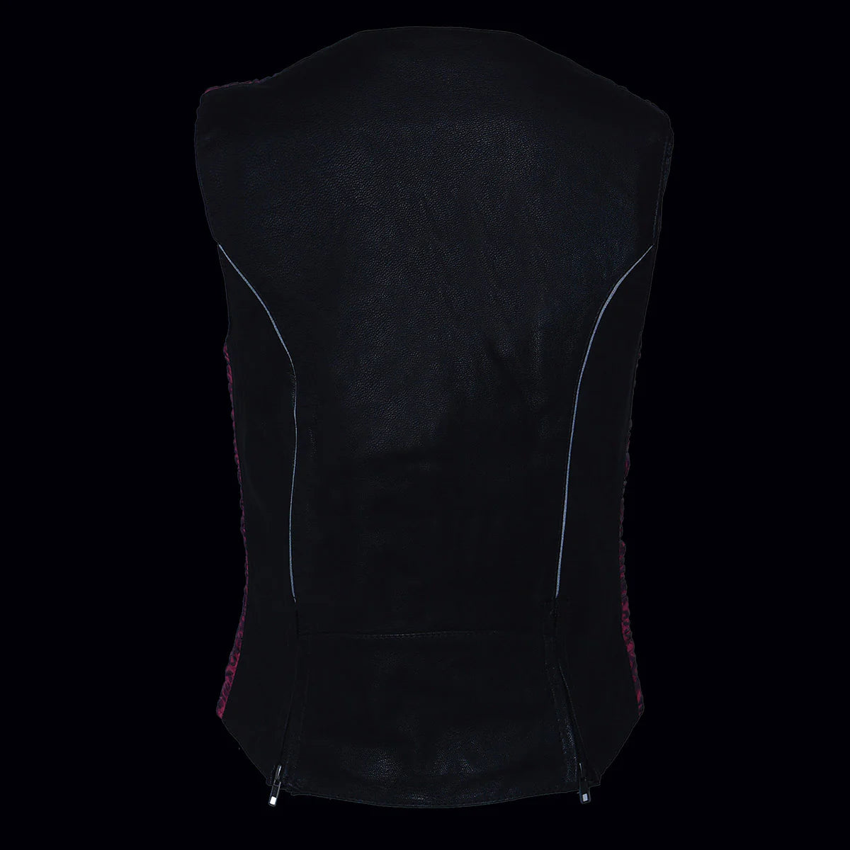 Ladies 'Crinkled' Black and Pink Lightweight Leather Vest