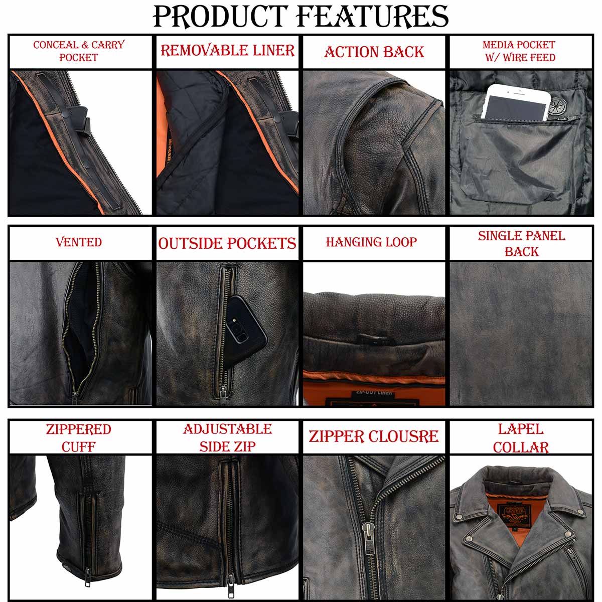 Men's Distressed Brown Triple Stitched Motorcycle Leather Jacket - Police Style Jacket