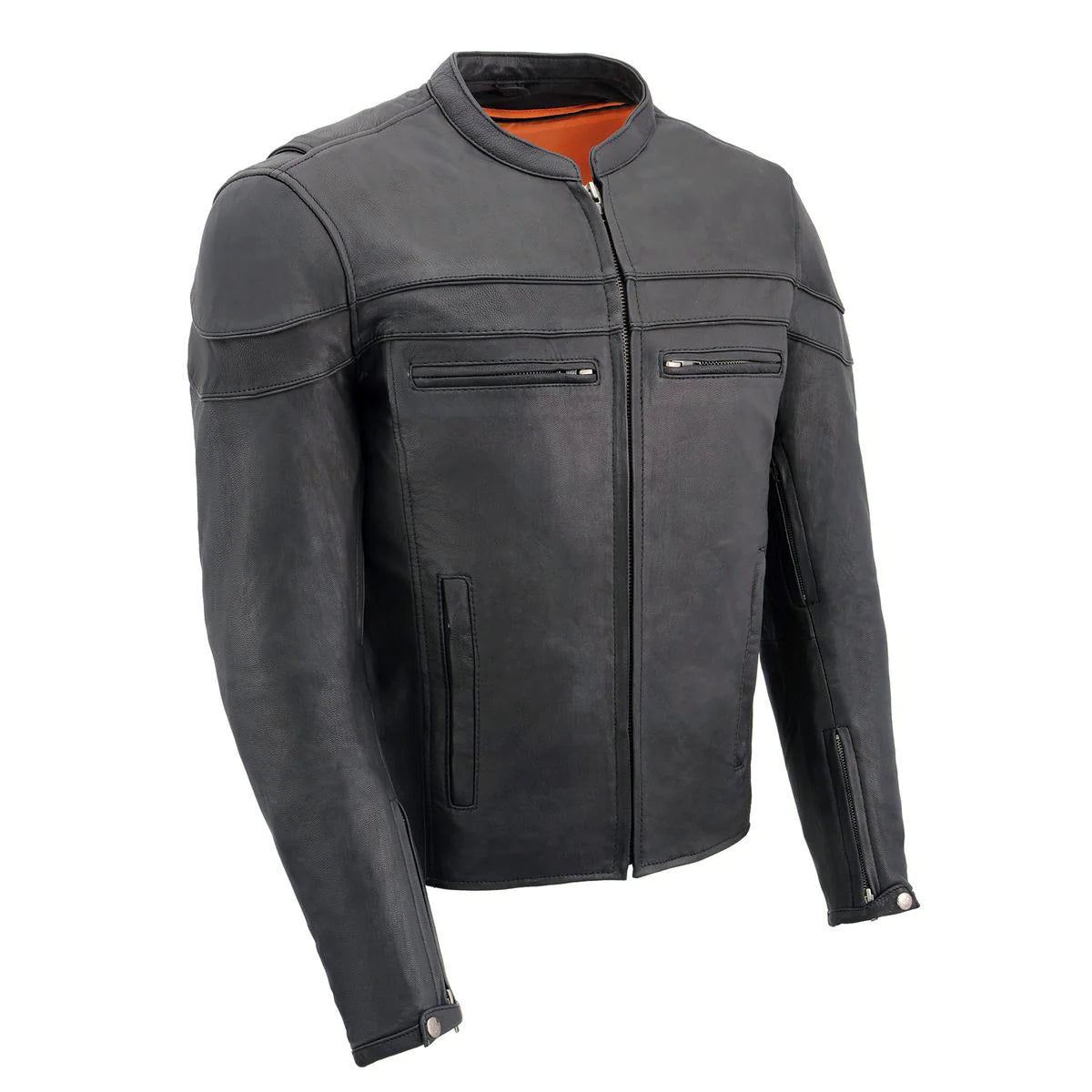 Men's Black 'Cool-Tec' Leather Sporty Scooter Jacket