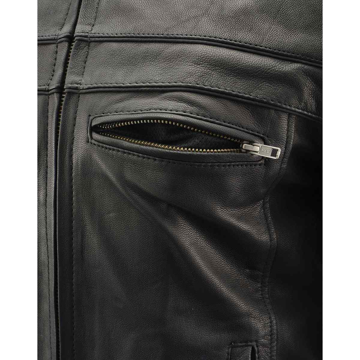 Men's Black 'Cool-Tec' Leather Sporty Scooter Jacket