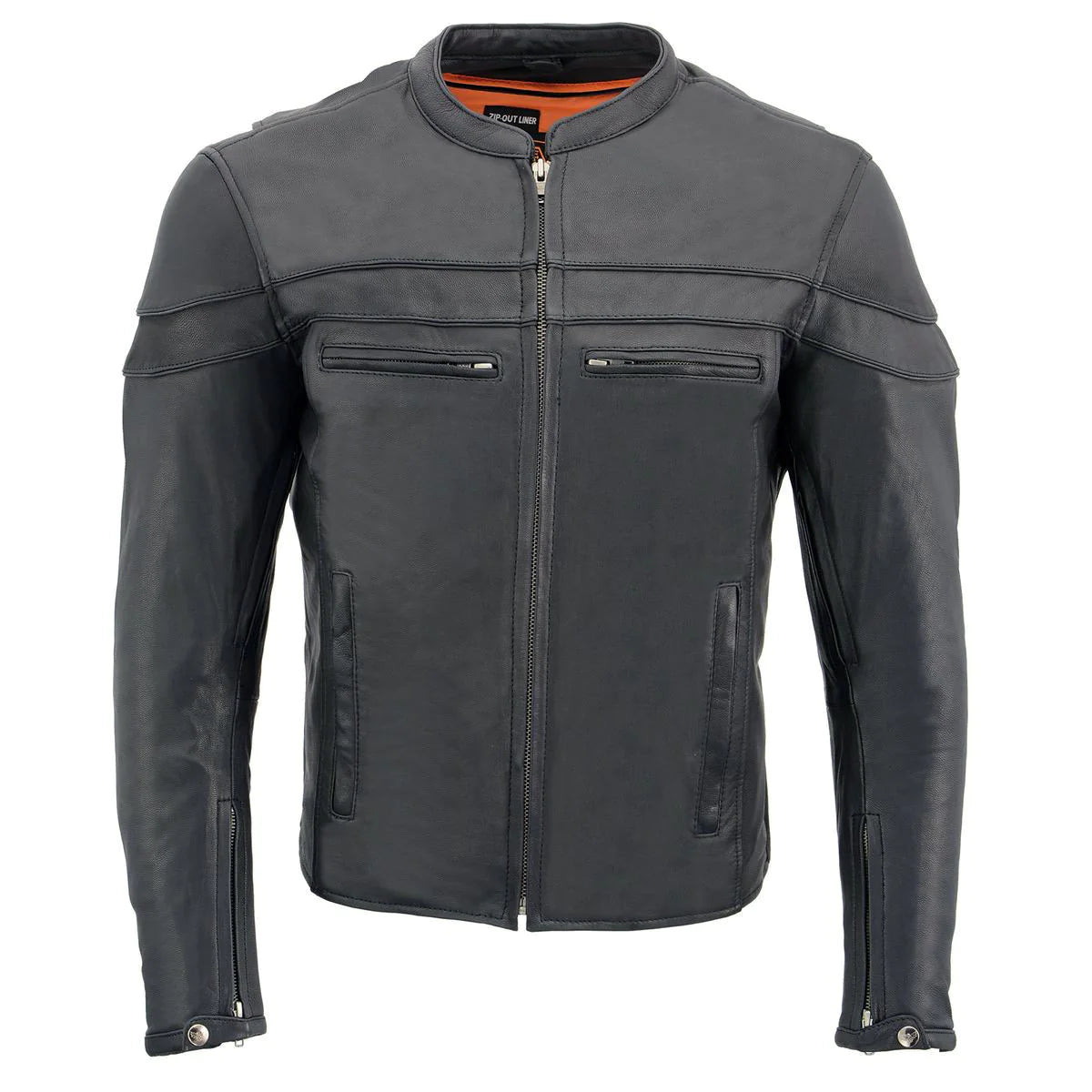 Men's Black 'Cool-Tec' Leather Sporty Scooter Jacket