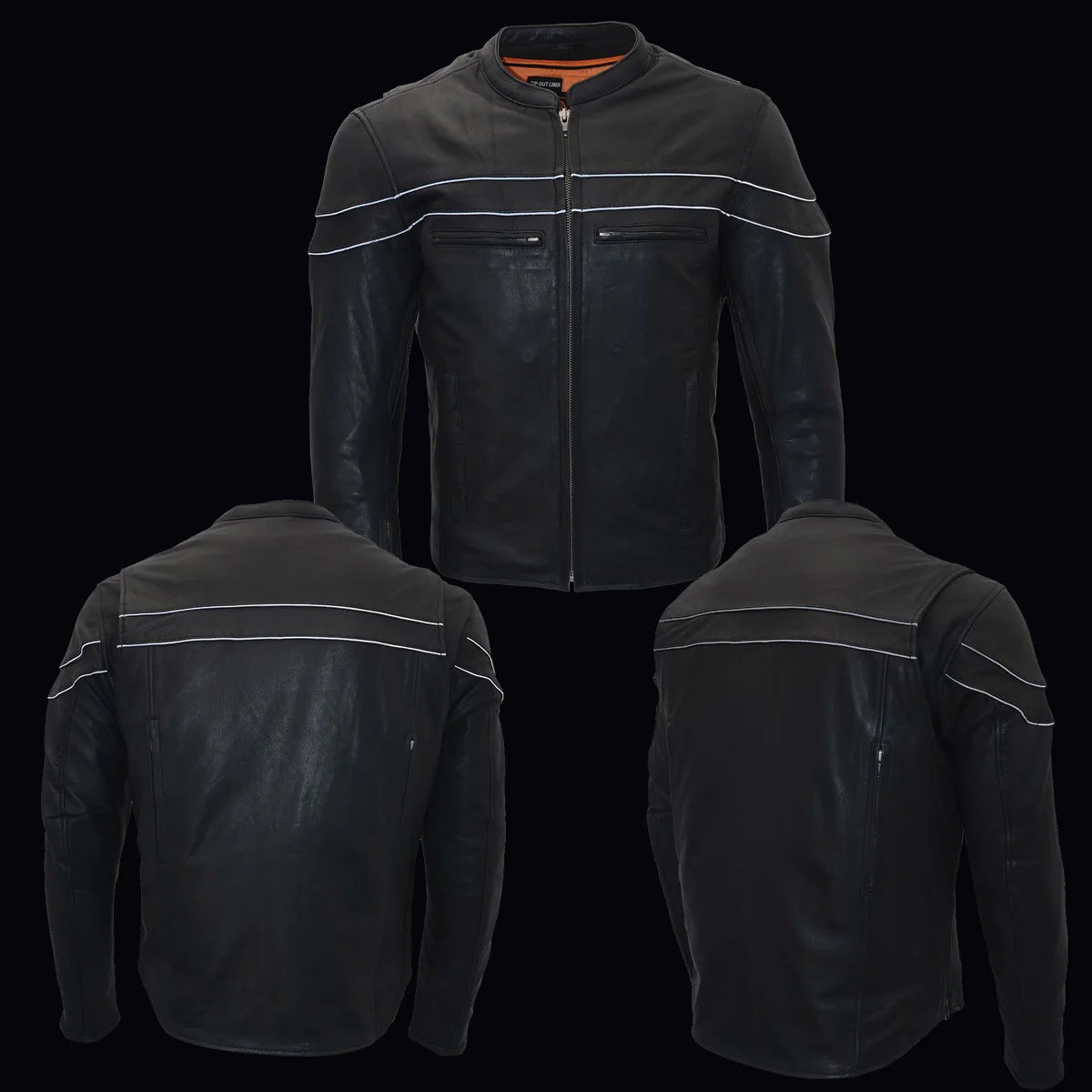 Men's Black 'Cool-Tec' Leather Sporty Scooter Jacket