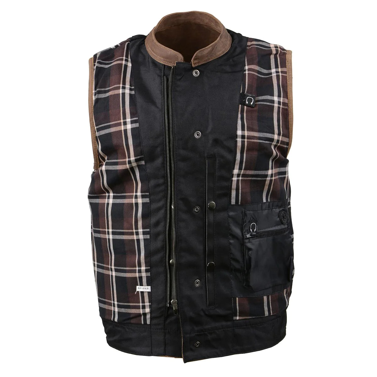 Men's 'Rustler' Vintage Crazy Horse Brown Leather Club Style Motorcycle Vest