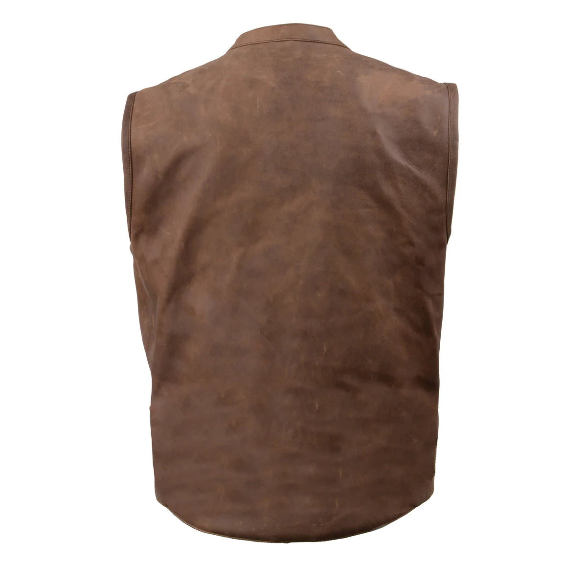 Men's 'Rustler' Vintage Crazy Horse Brown Leather Club Style Motorcycle Vest