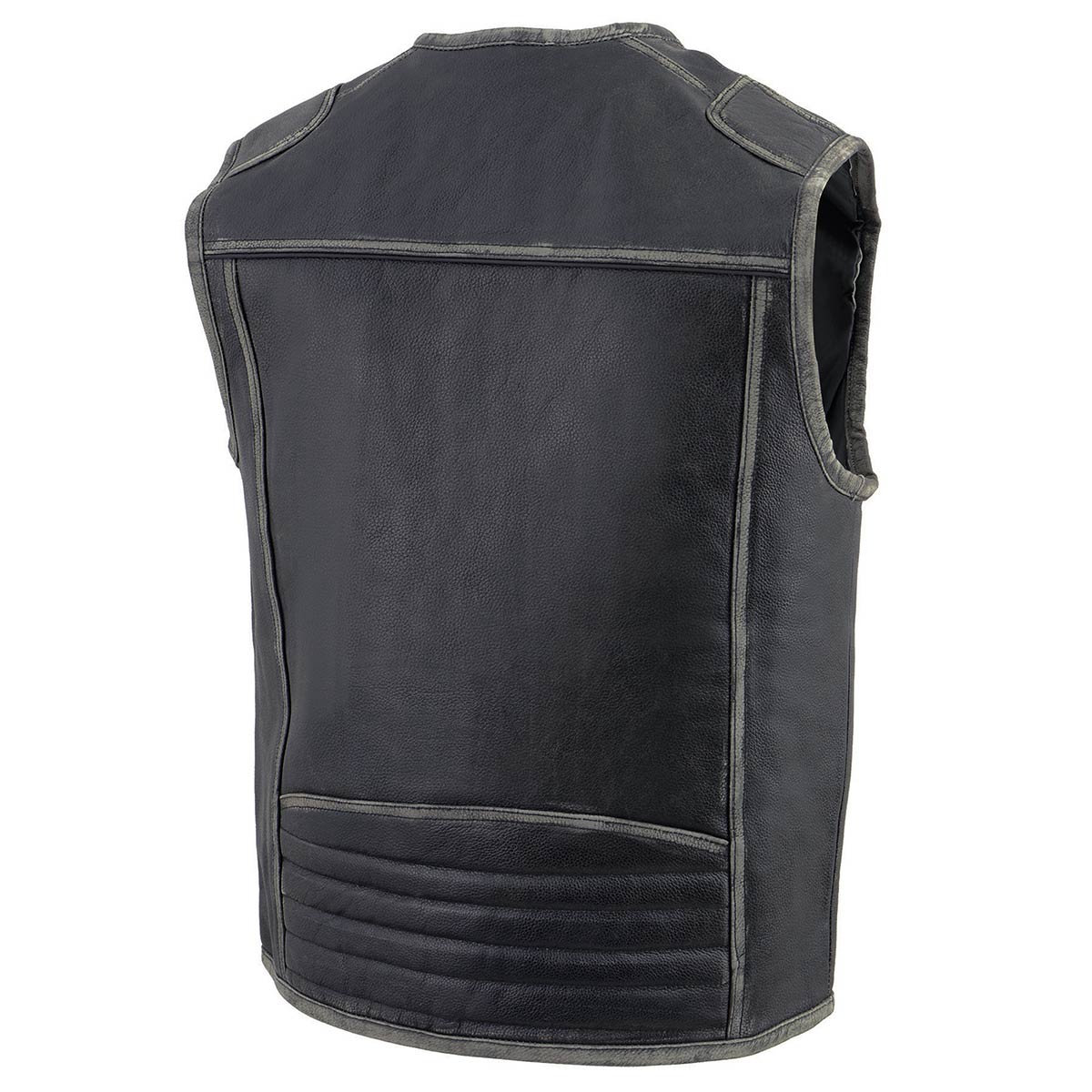 Men's Classic Vintage Distressed Grey Motorcycle Leather Vest