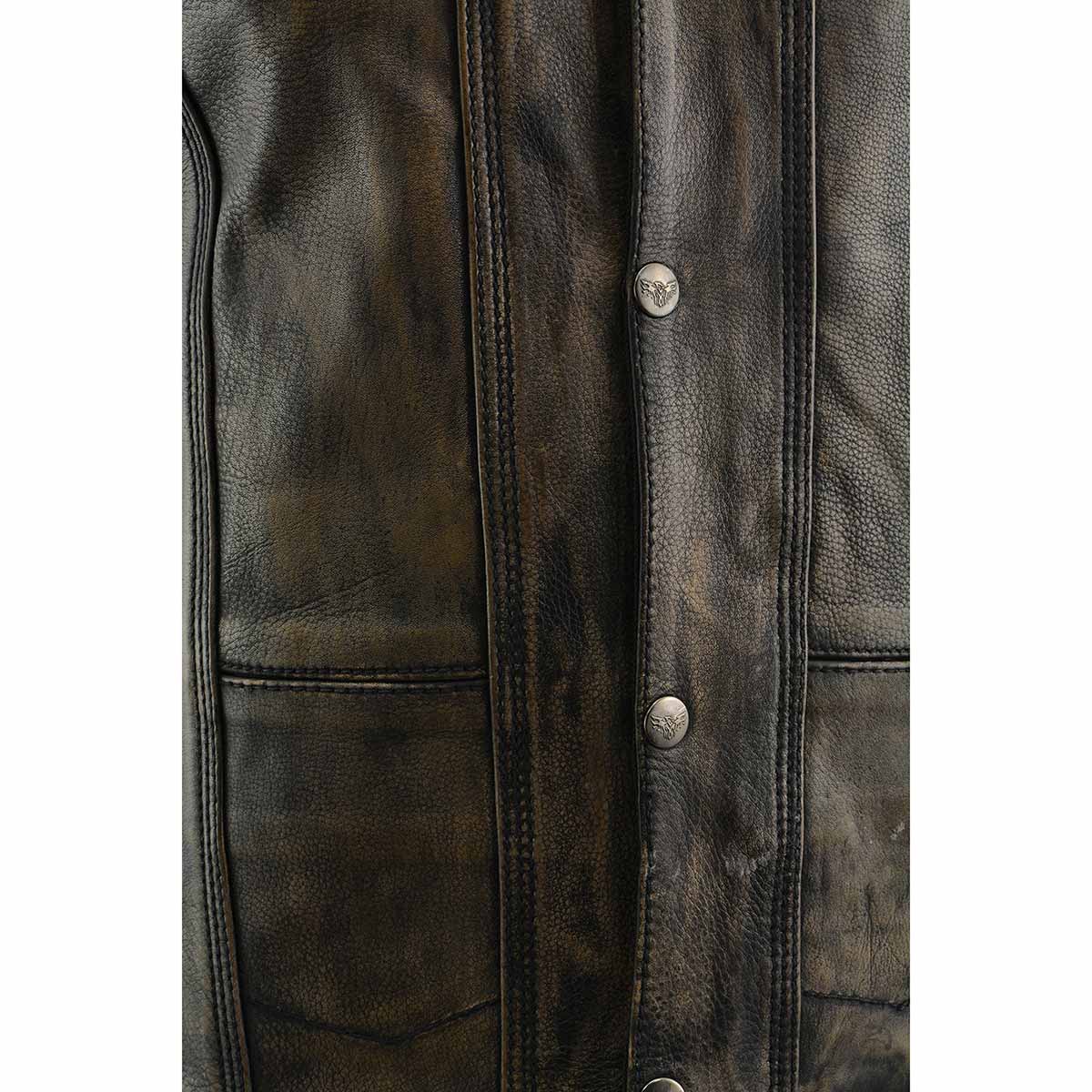 Men's Roulette Distressed Brown 10 Pocket Motorcycle Leather Vest