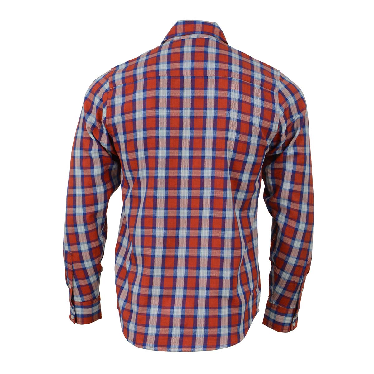 Men's Red and Blue with White Long Sleeve Cotton Flannel Shirt