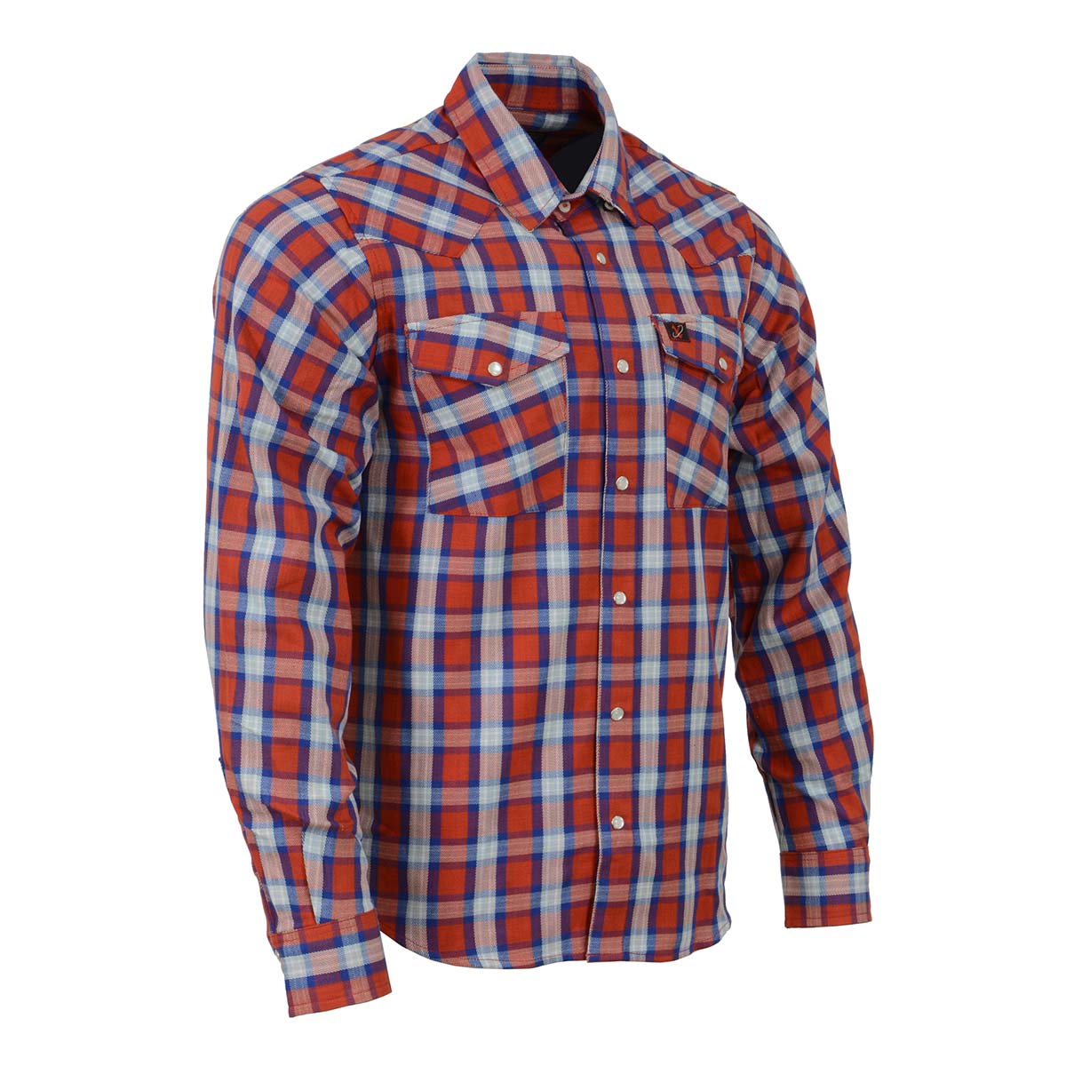 Men's Red and Blue with White Long Sleeve Cotton Flannel Shirt