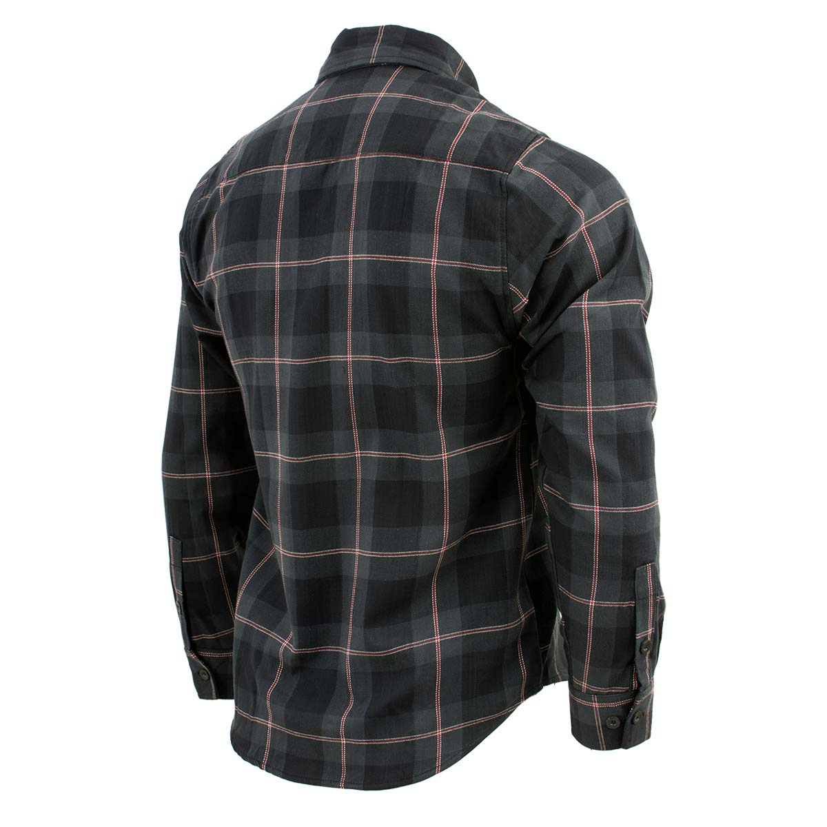 Men's Black with Grey and Red Long Sleeve Cotton Flannel Shirt