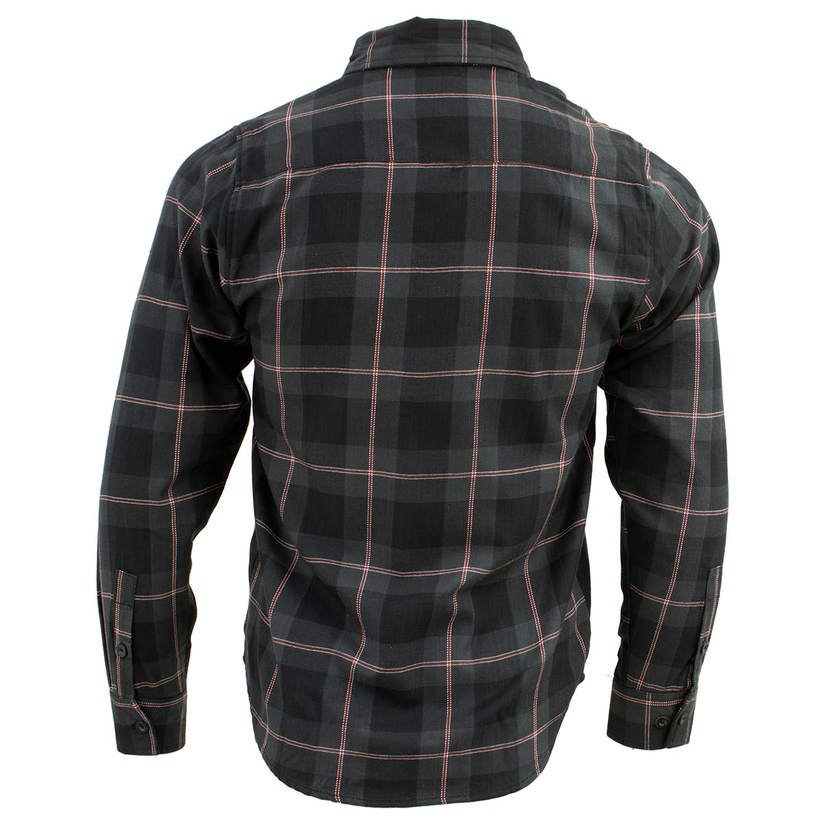 Men's Black with Grey and Red Long Sleeve Cotton Flannel Shirt