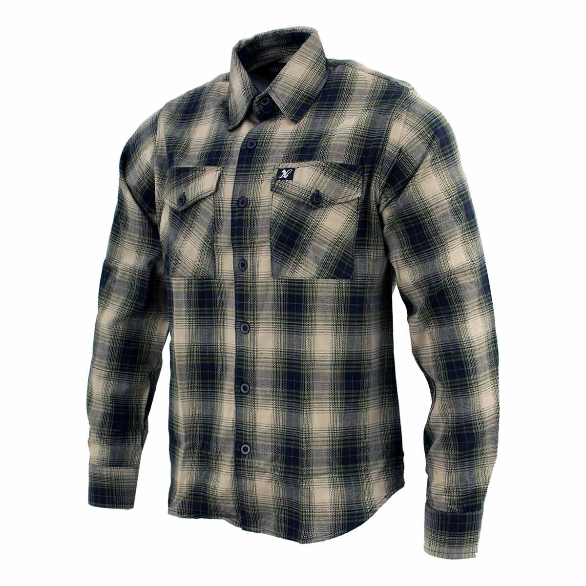 Men's Grey with Black Long Sleeve Cotton Flannel Shirt