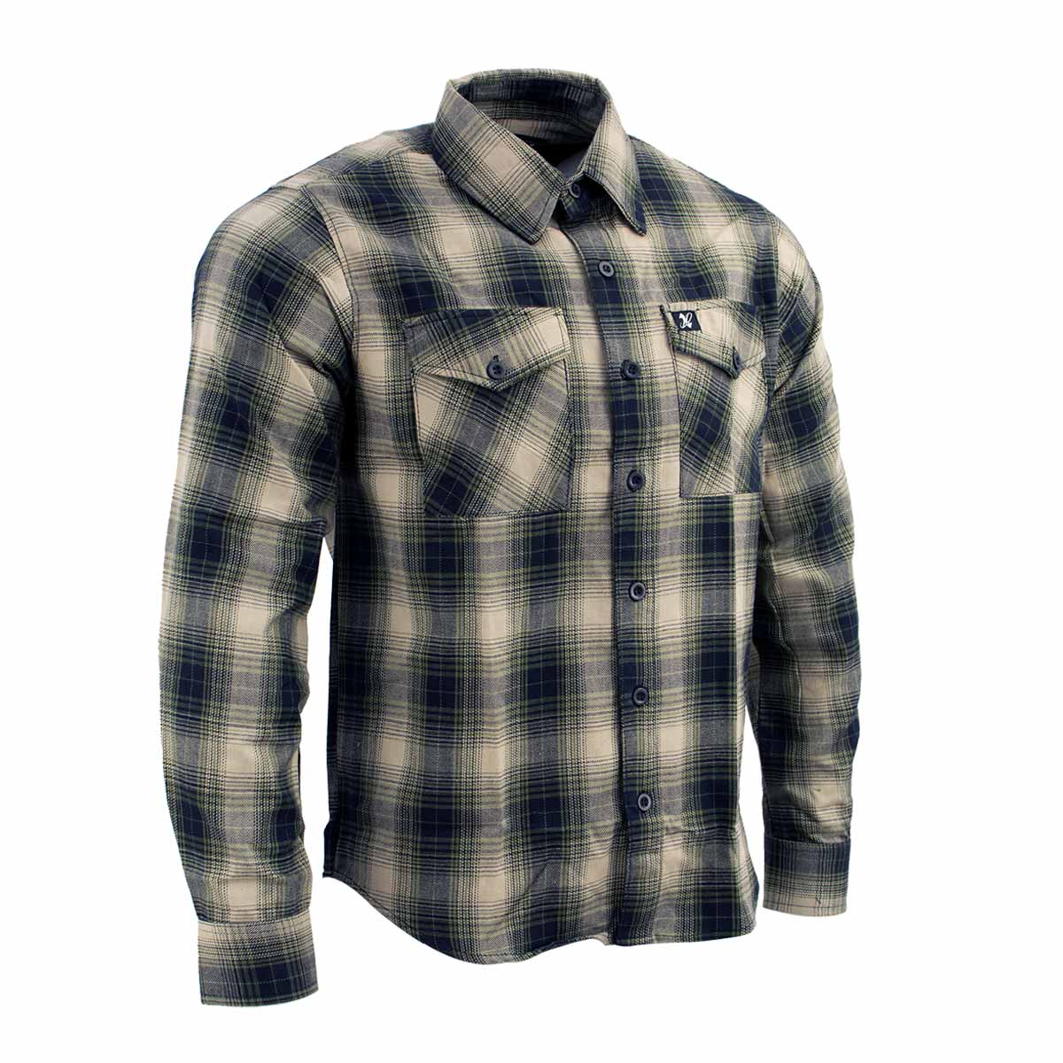 Men's Grey with Black Long Sleeve Cotton Flannel Shirt