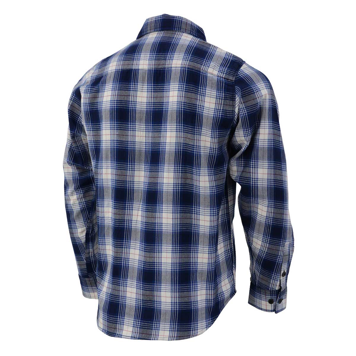 Men's Blue and White Long Sleeve Cotton Flannel Shirt