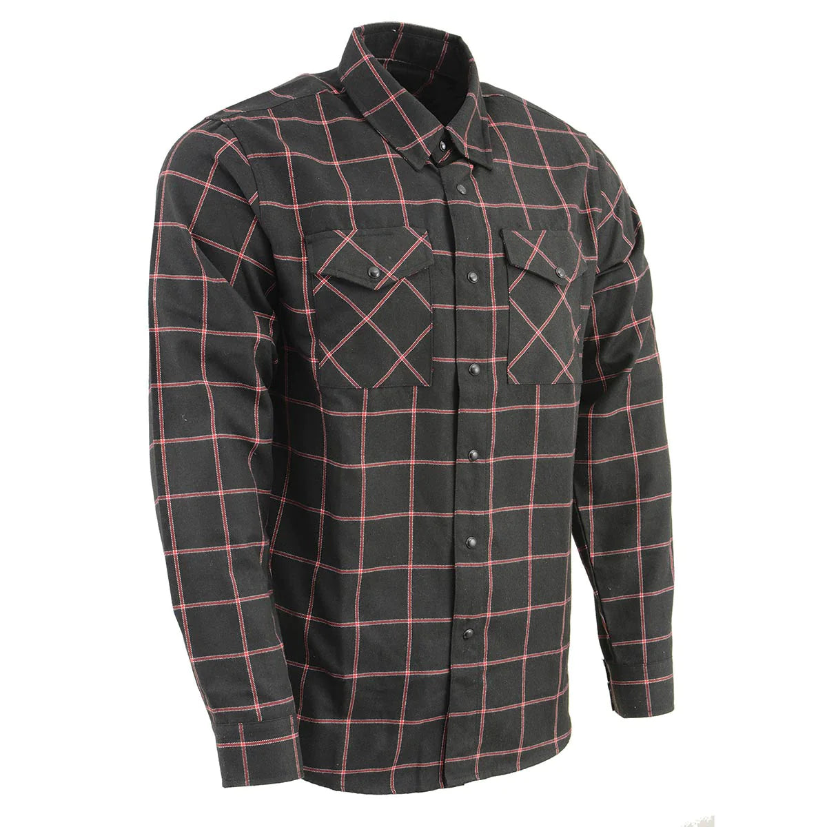 Men's Black and Red Long Sleeve Cotton Flannel Shirt