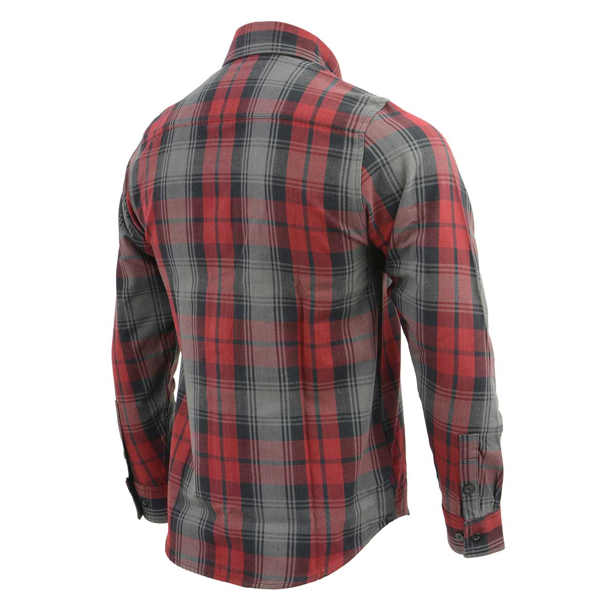 Men's Black Grey and Red Long Sleeve Cotton Flannel Shirt