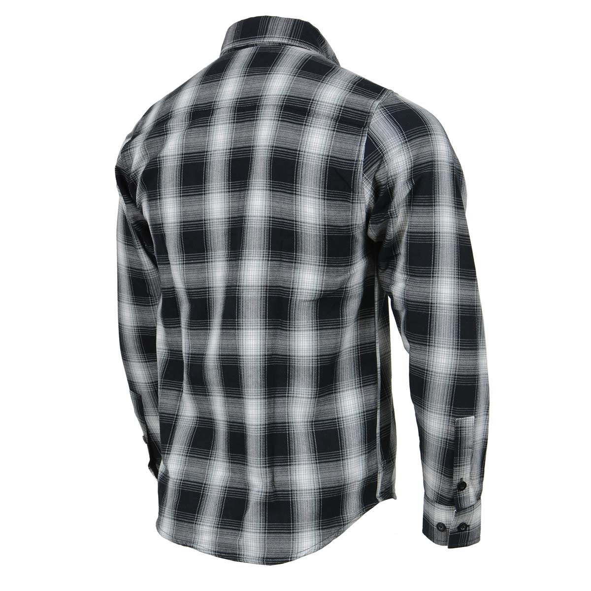 Men's Black and White Long Sleeve Cotton Flannel Shirt