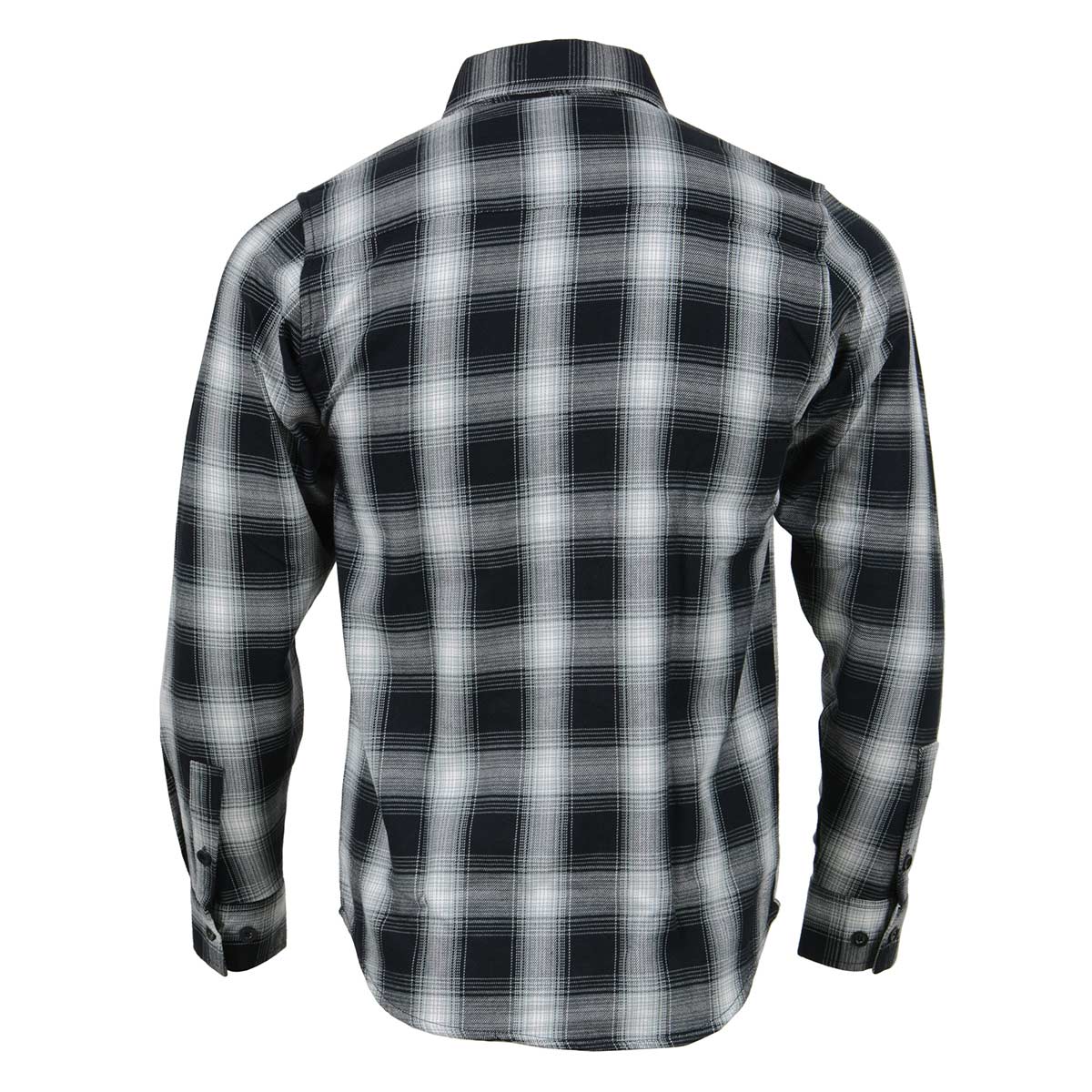 Men's Black and White Long Sleeve Cotton Flannel Shirt