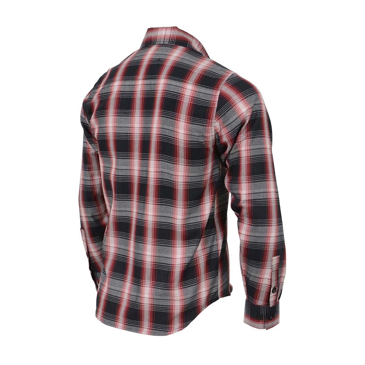 Men's Black and White with Red Long Sleeve Cotton Flannel Shirt