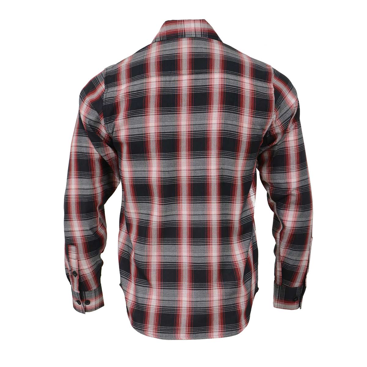 Men's Black and White with Red Long Sleeve Cotton Flannel Shirt