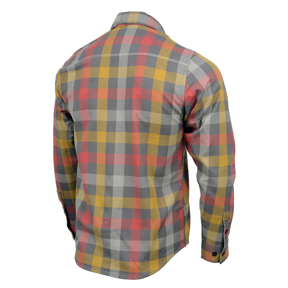 Men's Gray and Red with Yellow Long Sleeve Cotton Flannel Shirt