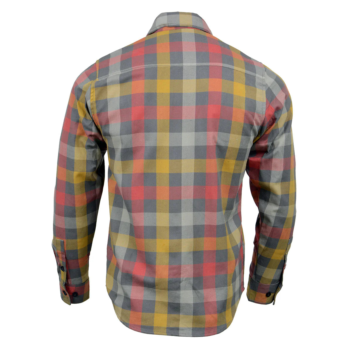 Men's Gray and Red with Yellow Long Sleeve Cotton Flannel Shirt