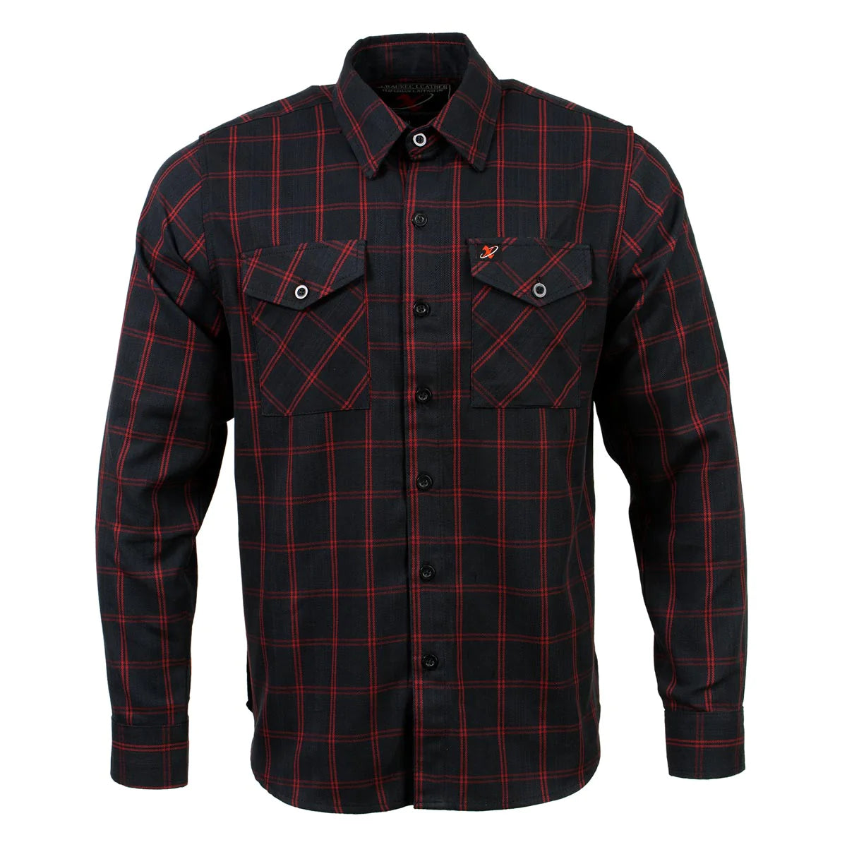 Men's Black and Red Long Sleeve Cotton Flannel Shirt