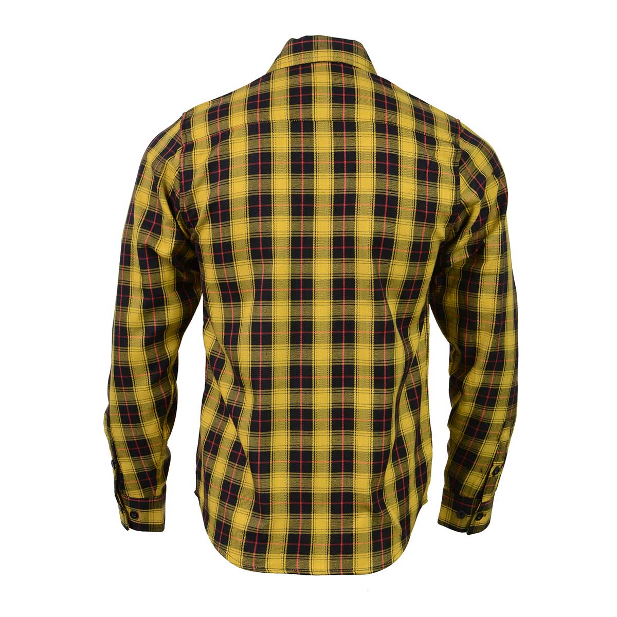 Men's Black and Red with Yellow Long Sleeve Cotton Flannel Shirt