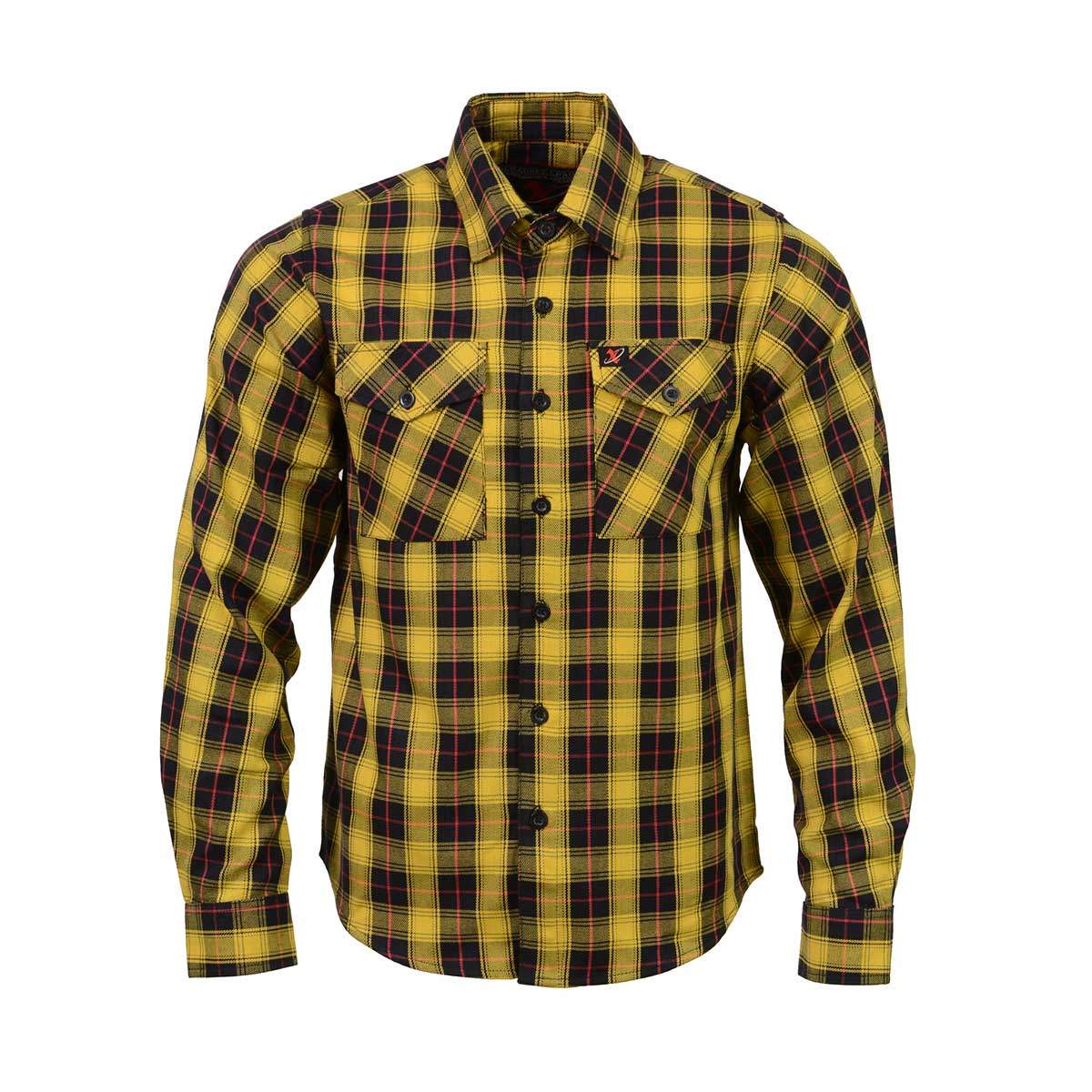 Men's Black and Red with Yellow Long Sleeve Cotton Flannel Shirt