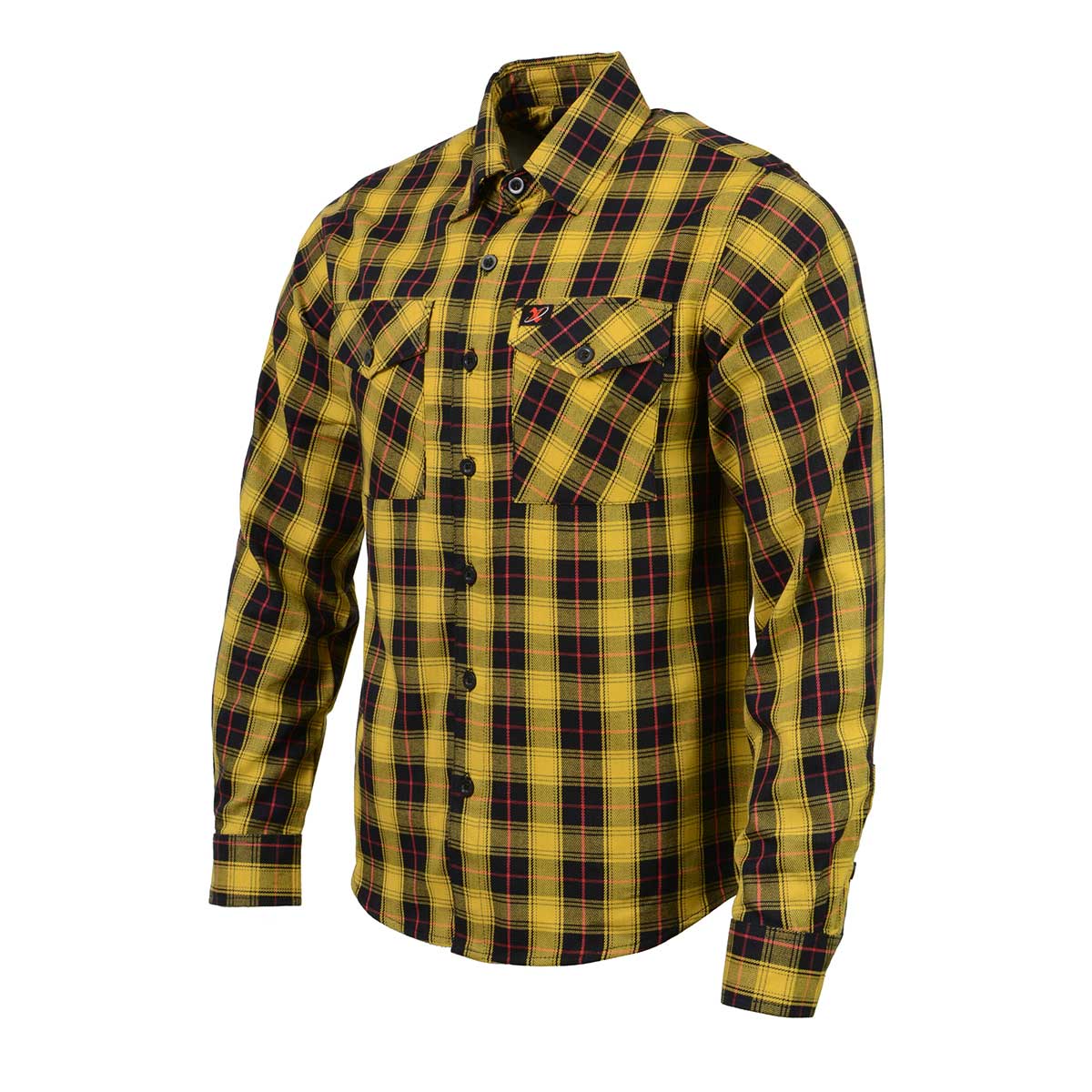 Men's Black and Red with Yellow Long Sleeve Cotton Flannel Shirt