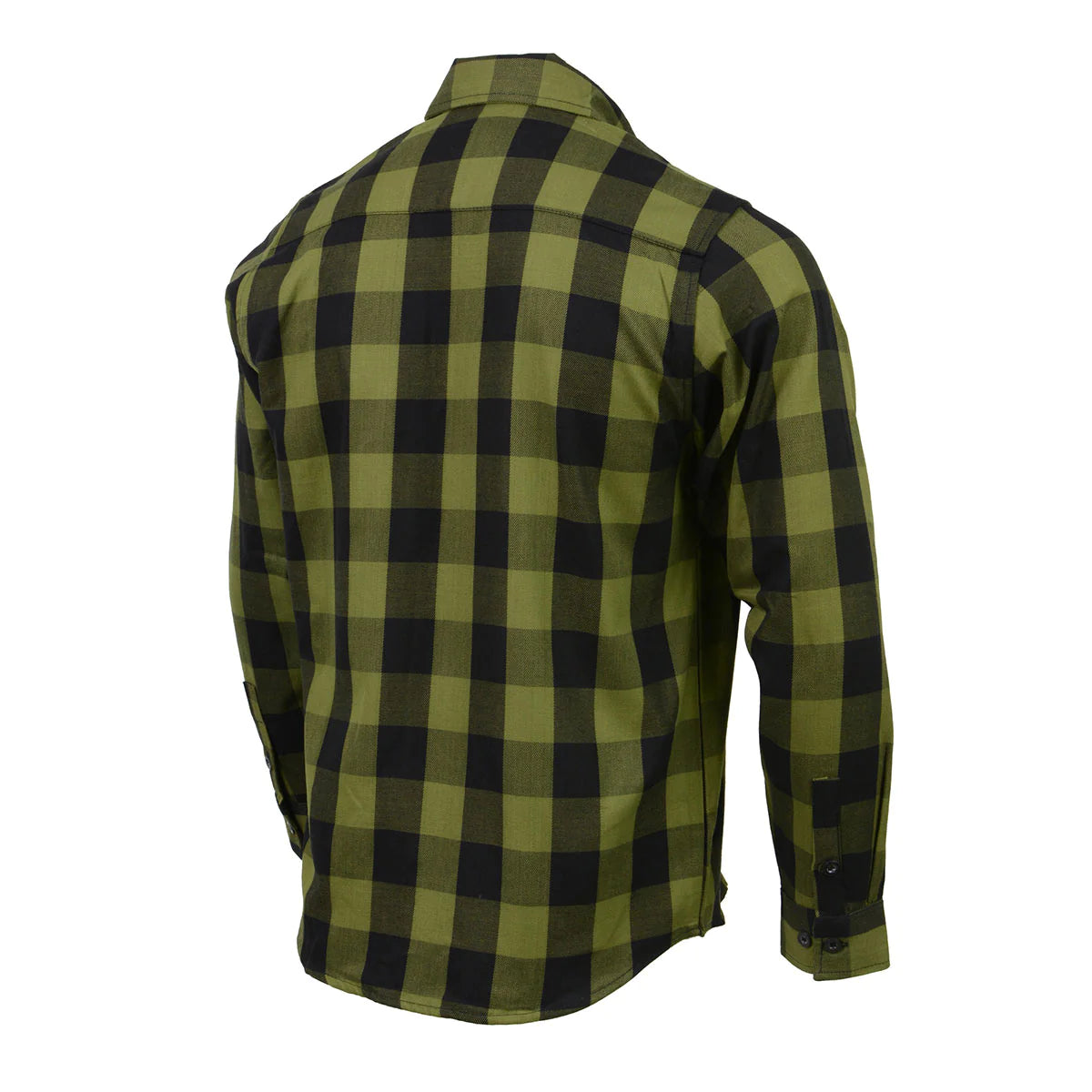 Men's Black and Green Long Sleeve Cotton Flannel Shirt