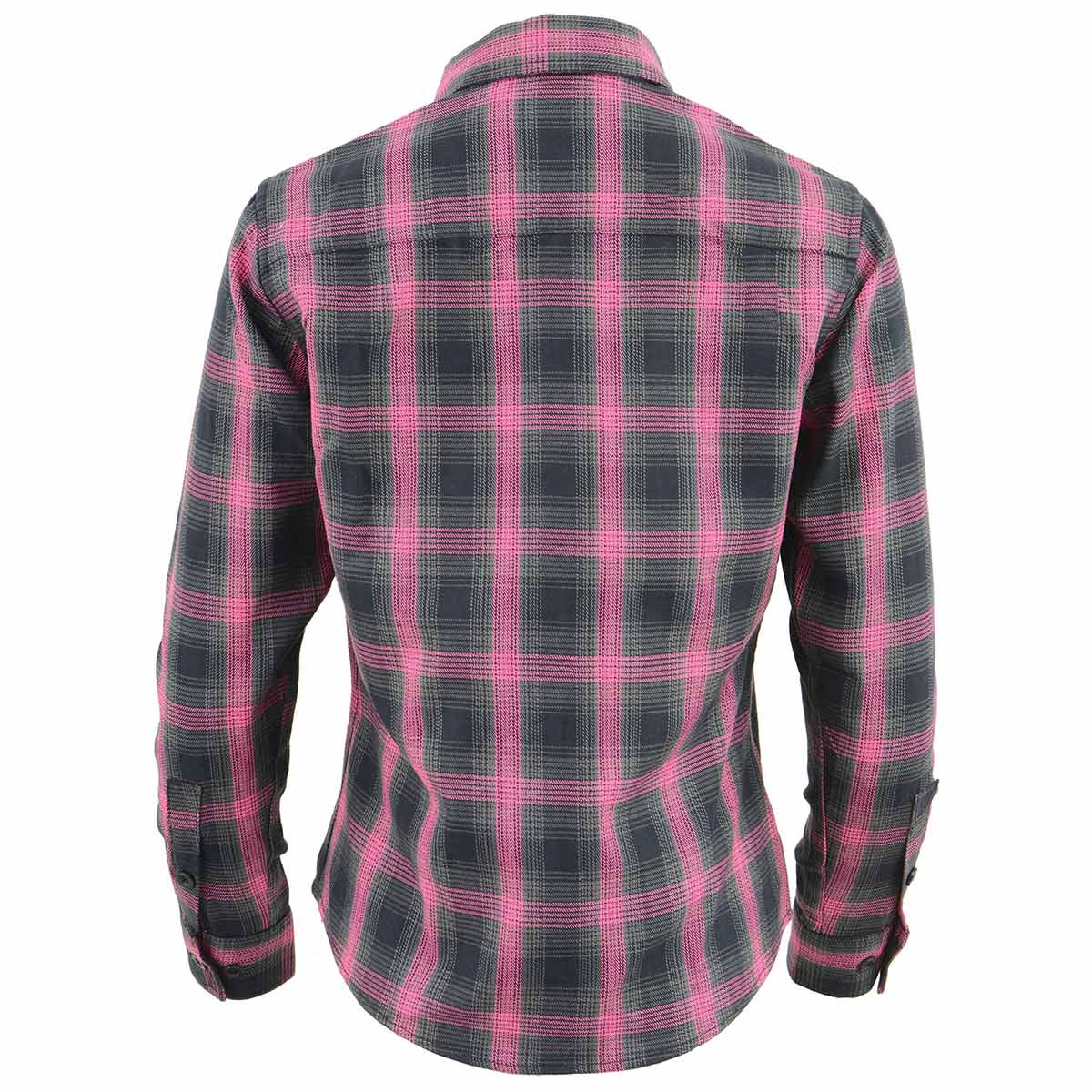 Women's Casual Black with Pink Long Sleeve Casual Cotton Flannel Shirt