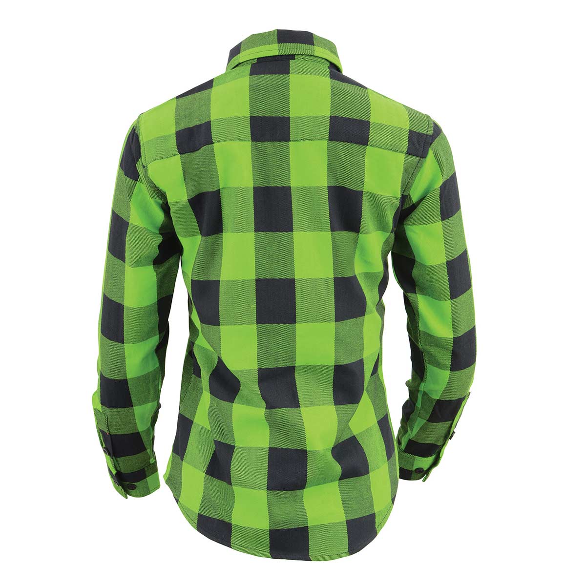 Women's Casual Lime Green and Black Long Sleeve Cotton Casual Flannel Shirt