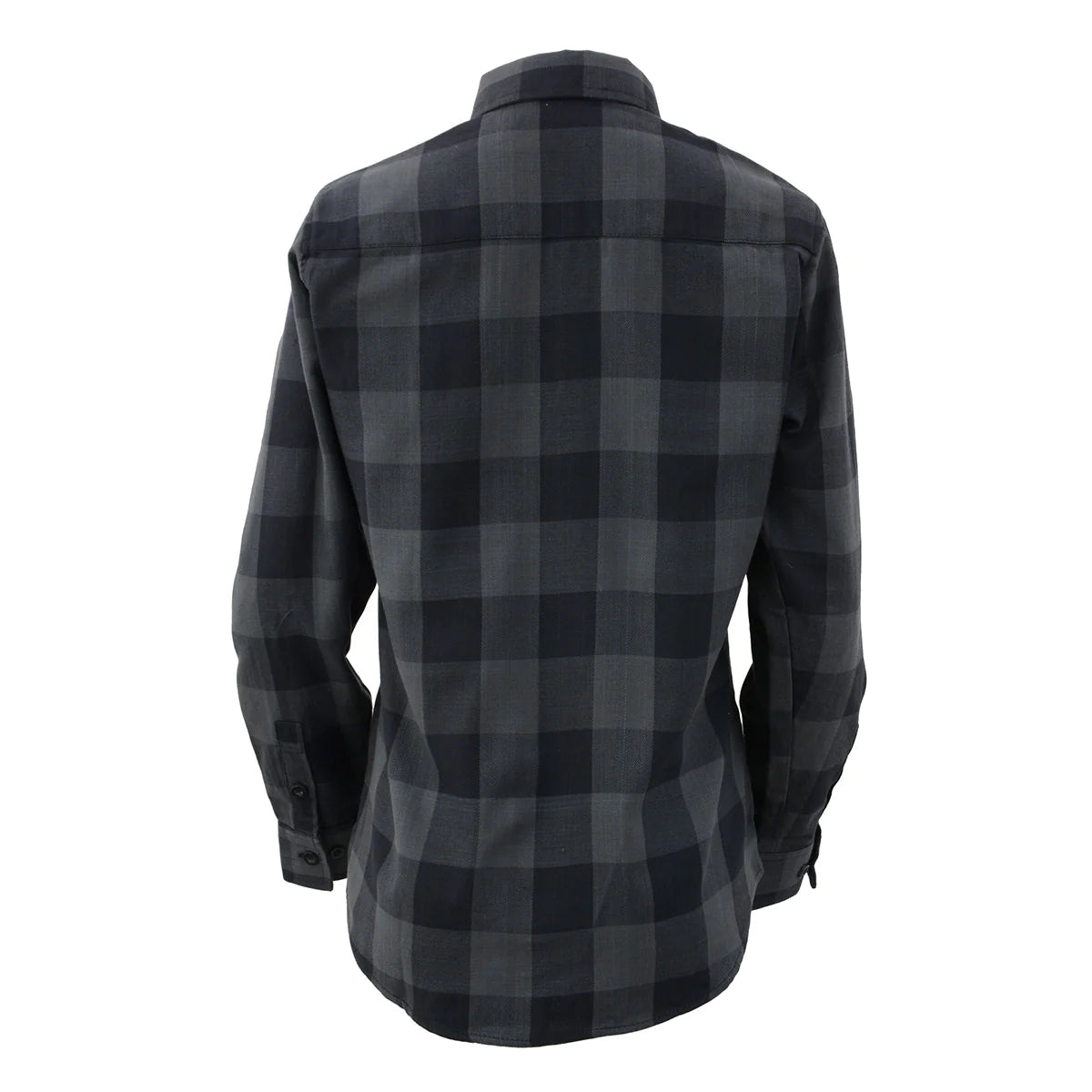 Women's Casual Dark Gray and Black Long Sleeve Cotton Casual Flannel Shirt