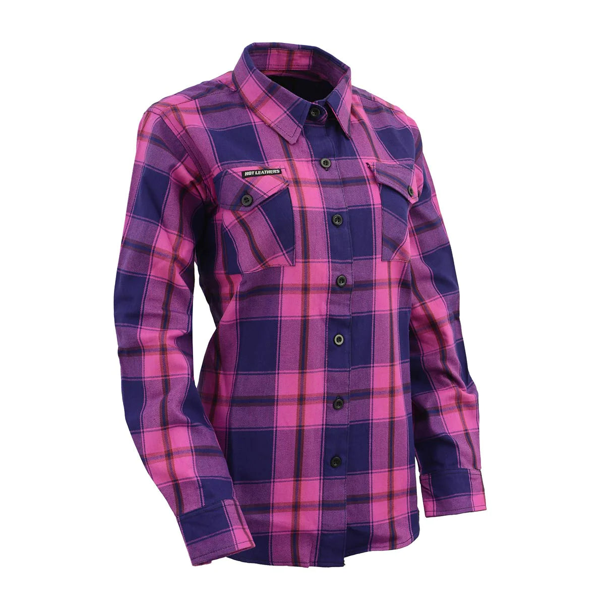 Women's Pink, Blue and Maroon Long Sleeve Cotton Flannel Shirt