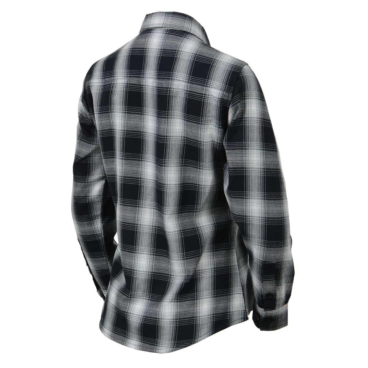 Women's Black and White Long Sleeve Cotton Flannel Shirt