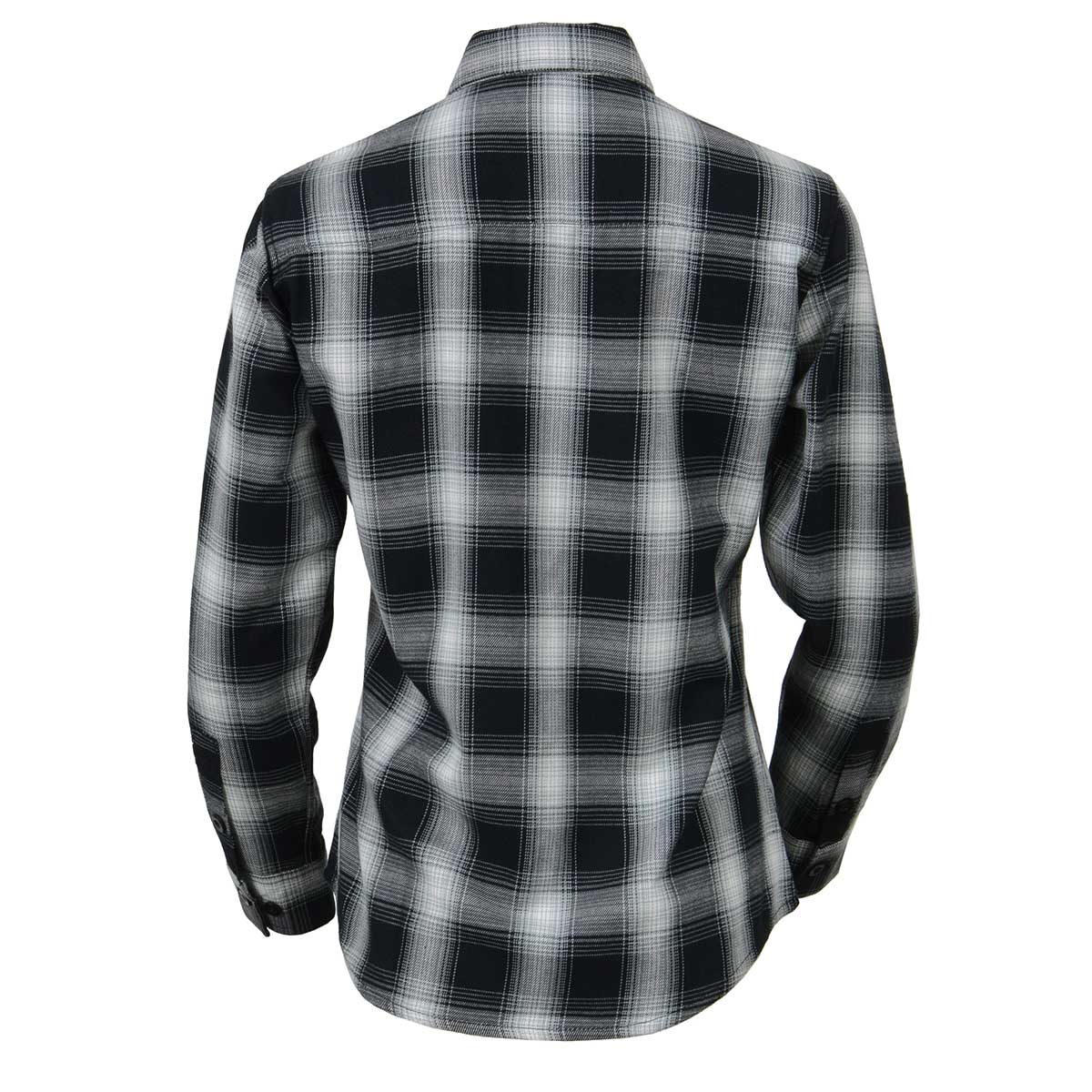 Women's Black and White Long Sleeve Cotton Flannel Shirt