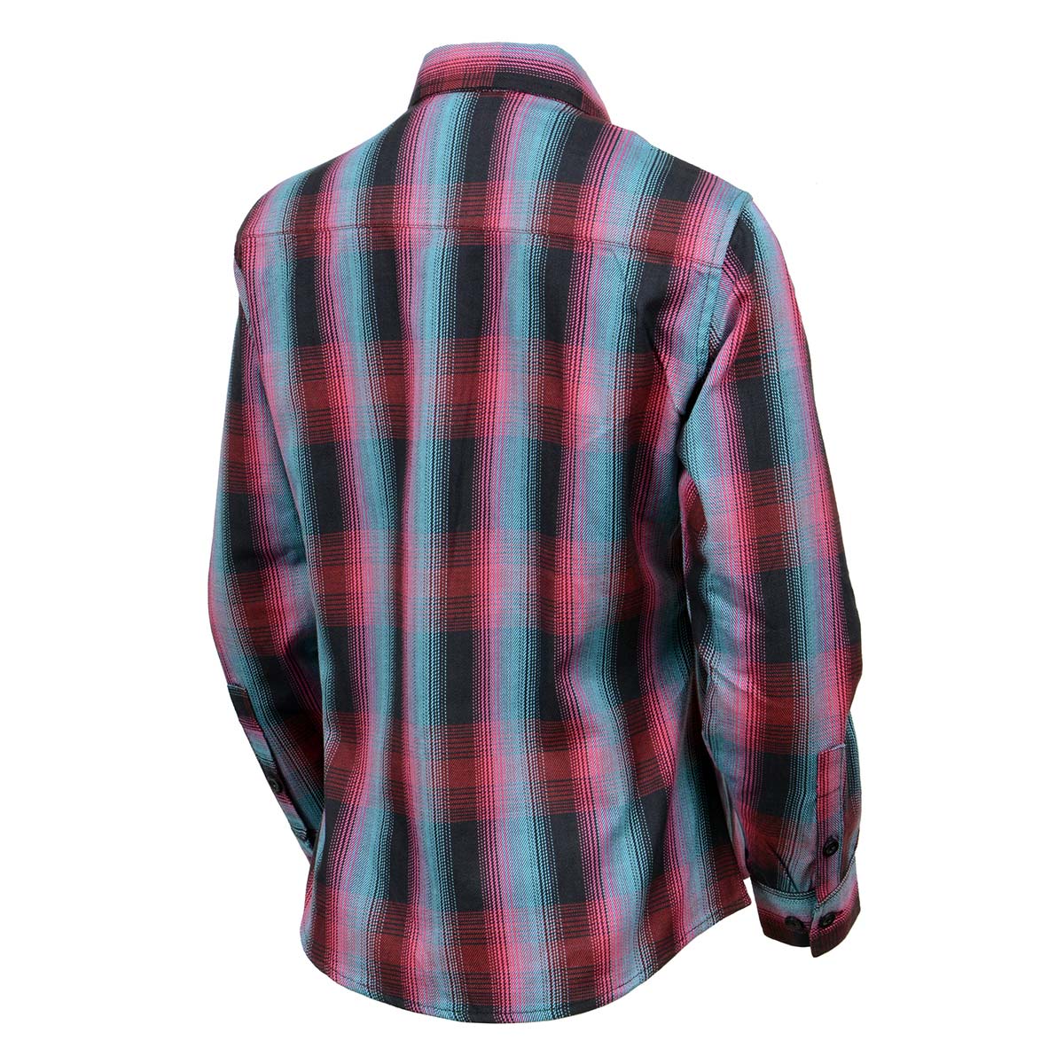 Women's Black and Pink with Blue Long Sleeve Cotton Flannel Shirt