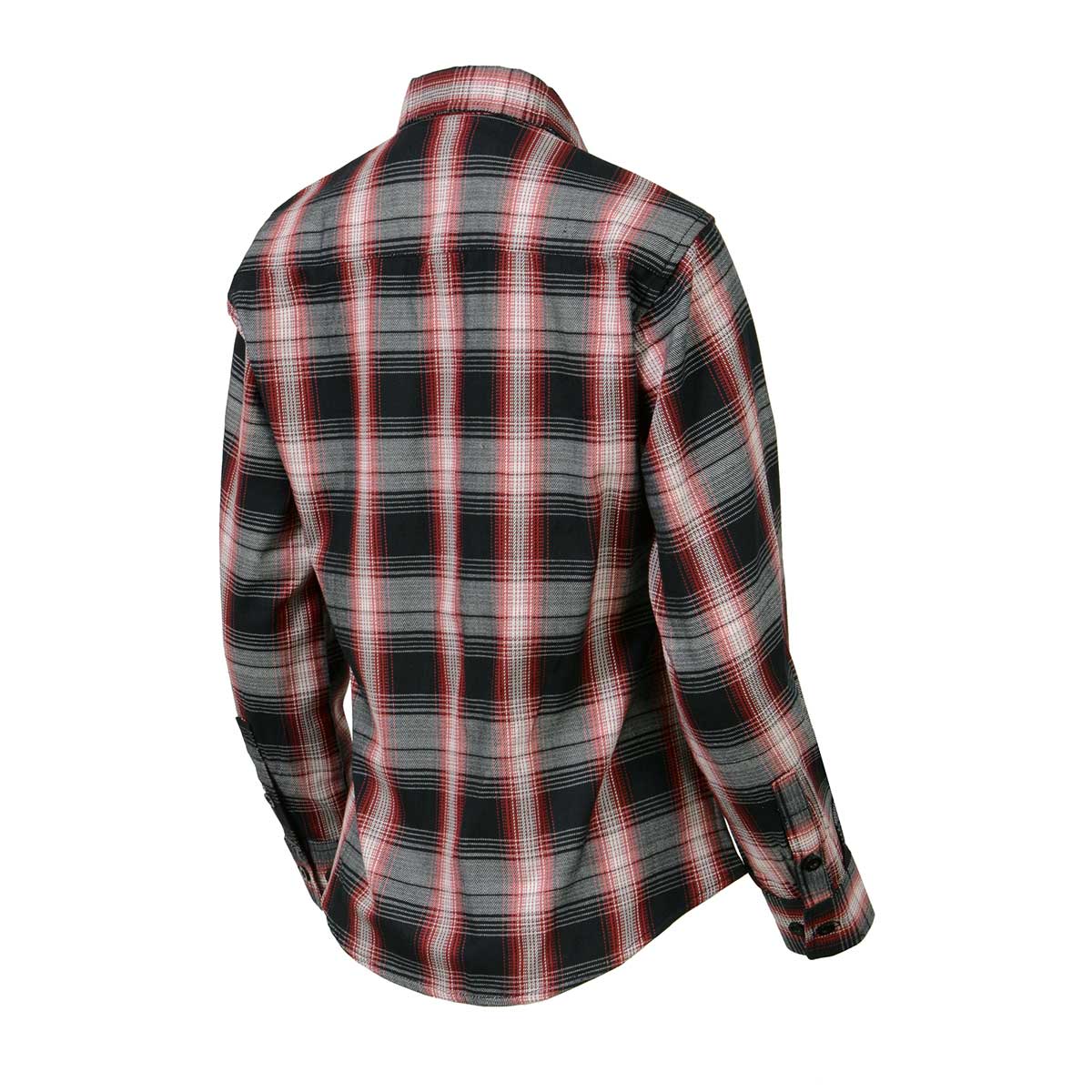 Women's Black and Red with White Long Sleeve Cotton Flannel Shirt