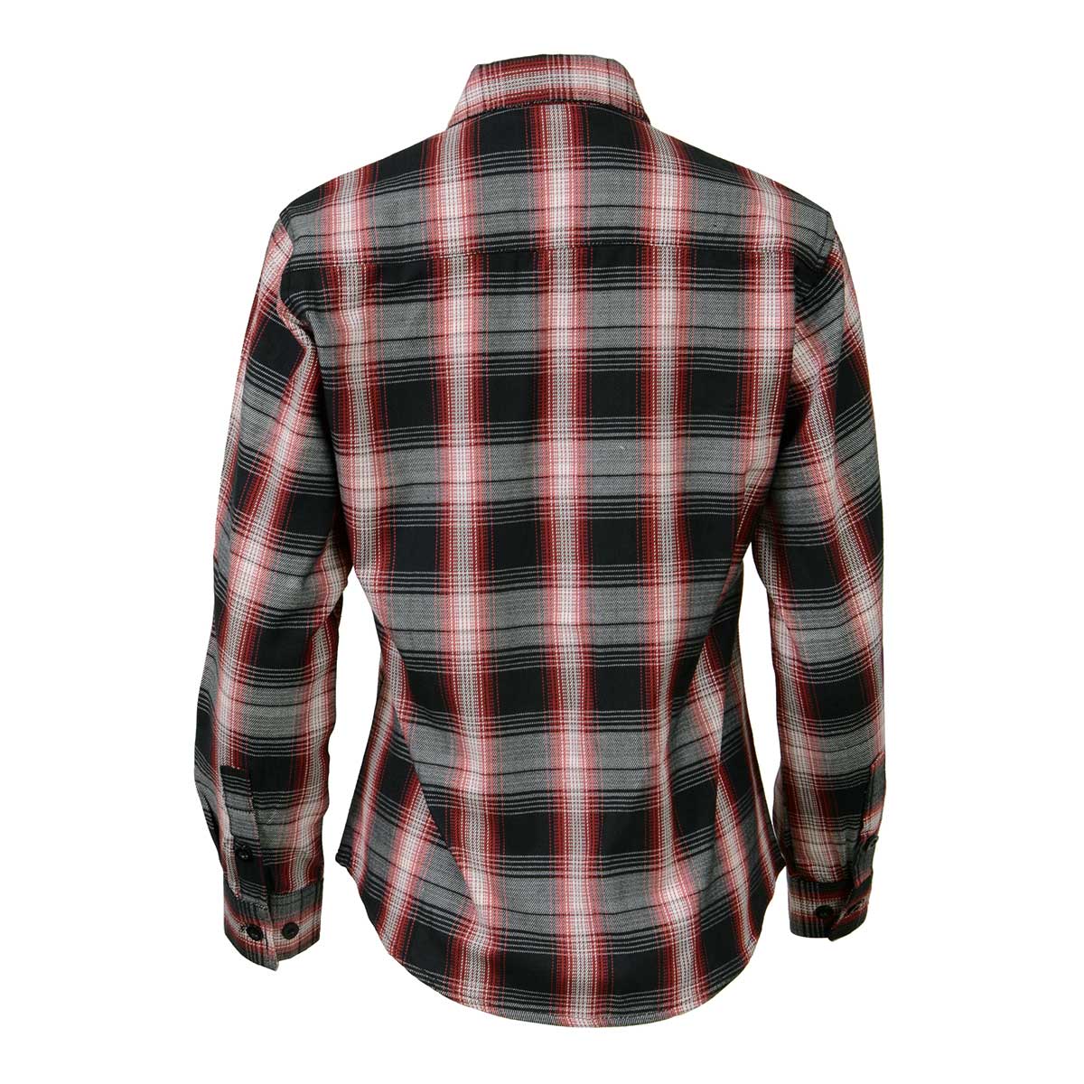 Women's Black and Red with White Long Sleeve Cotton Flannel Shirt