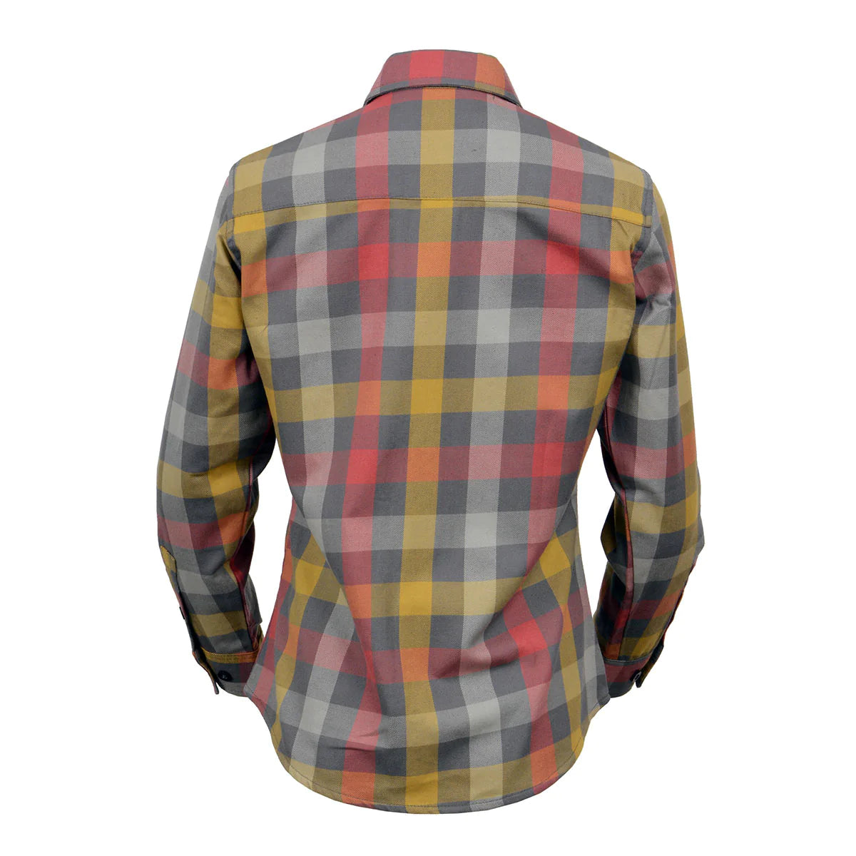 Women's Gray and Red with Yellow Long Sleeve Cotton Flannel Shirt