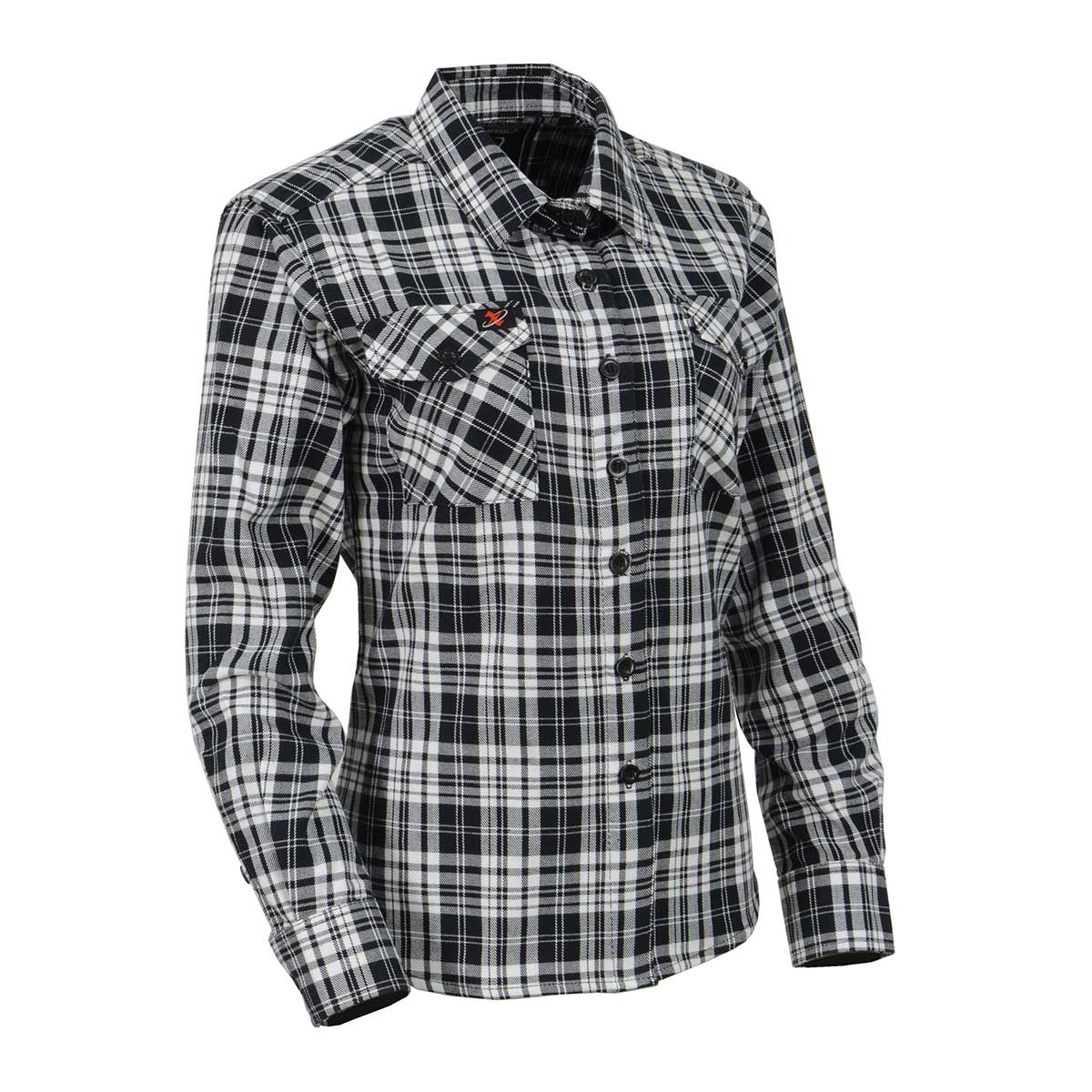 Women's Black and White Long Sleeve Cotton Flannel Shirt