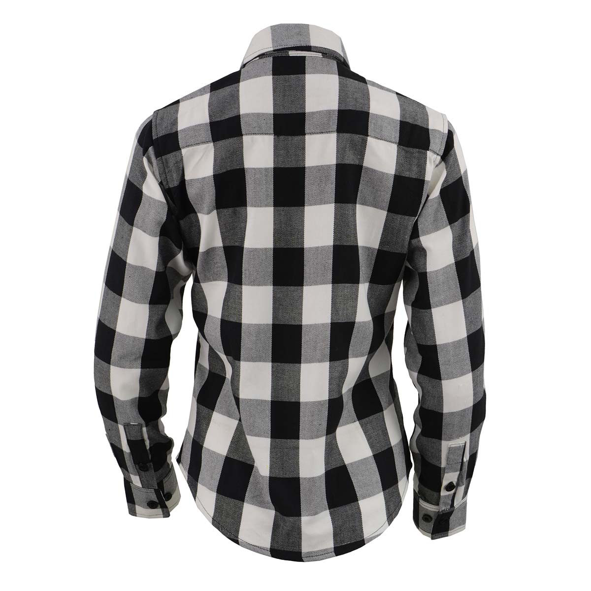 Women's Black and White Long Sleeve Cotton Flannel Shirt